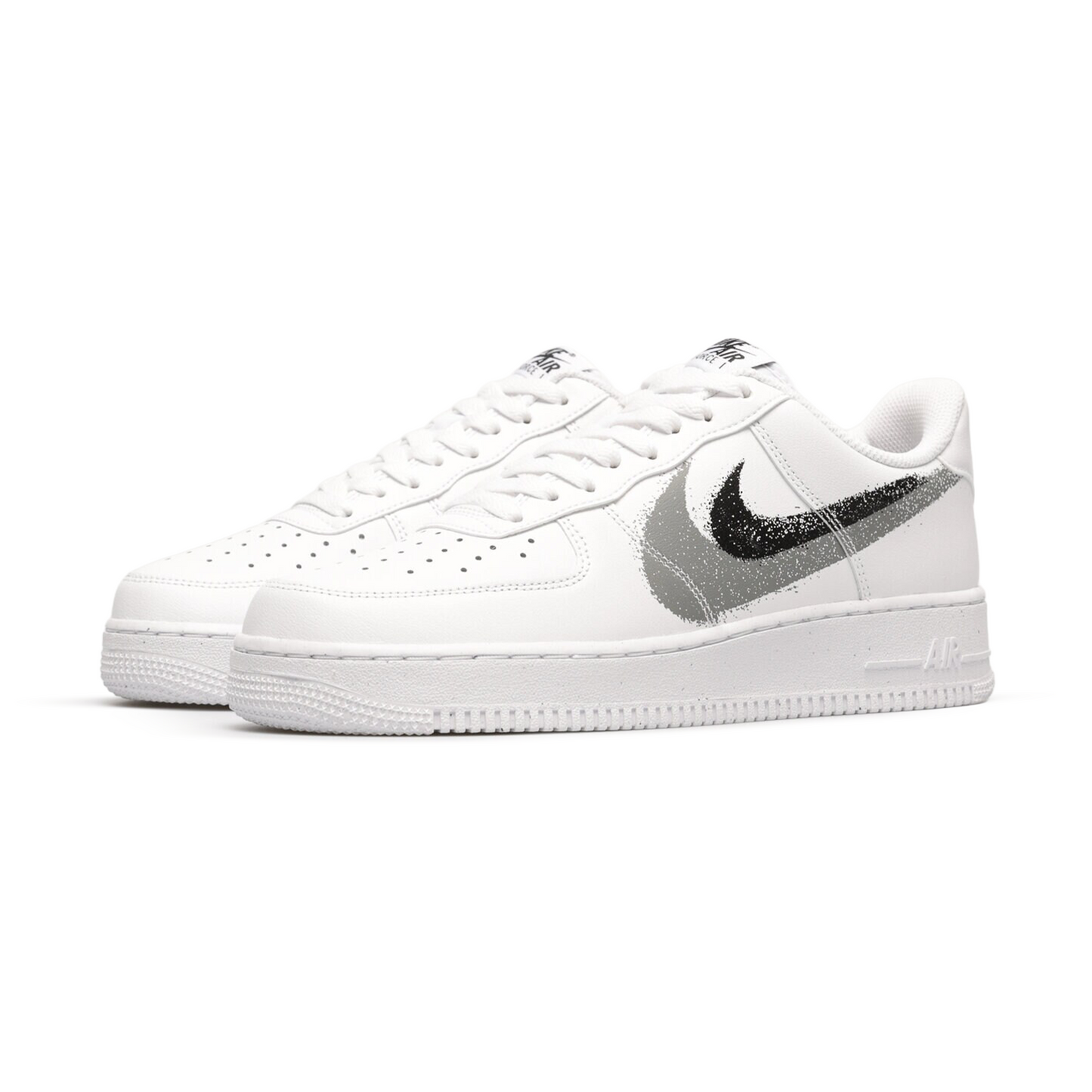 NIKE air Force 1 'Spray Paint Swoosh White Black Grey