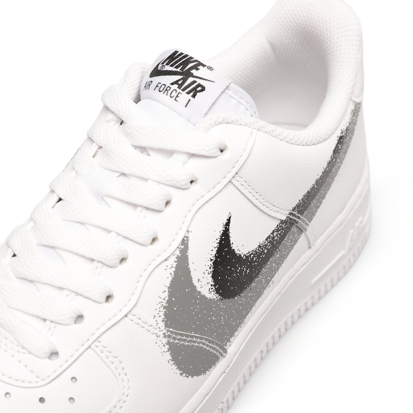 NIKE air Force 1 'Spray Paint Swoosh White Black Grey